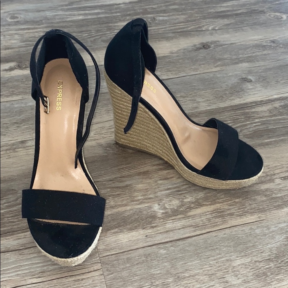 Express black espadrille wedges 7